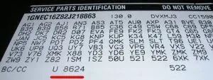 General Motors service-parts label showing the factory paint code